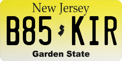 NJ license plate B85KIR