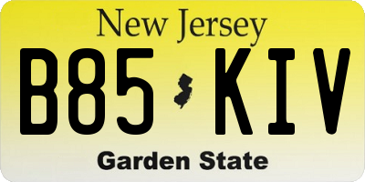 NJ license plate B85KIV
