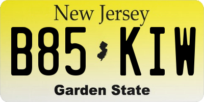 NJ license plate B85KIW