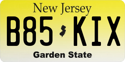 NJ license plate B85KIX