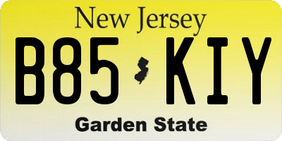 NJ license plate B85KIY