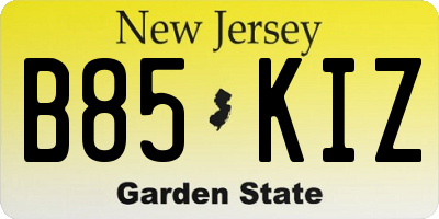 NJ license plate B85KIZ