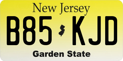 NJ license plate B85KJD