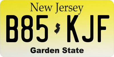 NJ license plate B85KJF