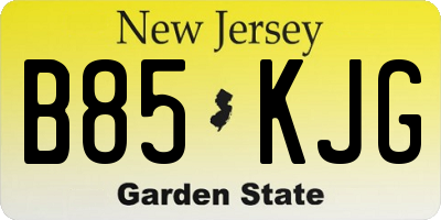NJ license plate B85KJG