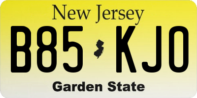 NJ license plate B85KJO