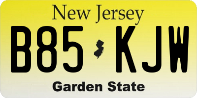NJ license plate B85KJW