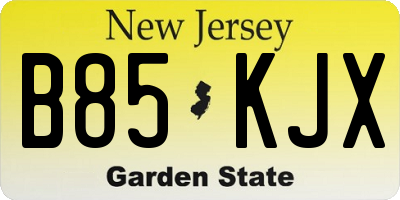 NJ license plate B85KJX