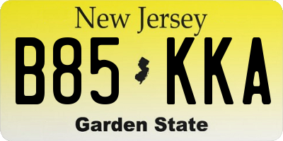NJ license plate B85KKA