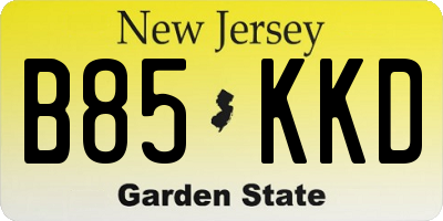 NJ license plate B85KKD