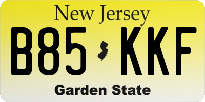 NJ license plate B85KKF