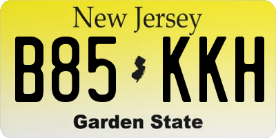 NJ license plate B85KKH