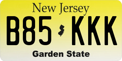 NJ license plate B85KKK