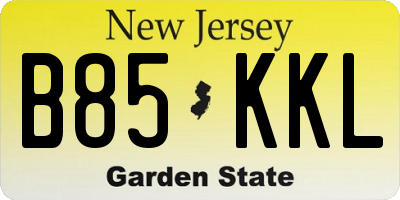 NJ license plate B85KKL