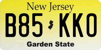 NJ license plate B85KKO