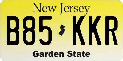 NJ license plate B85KKR