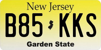 NJ license plate B85KKS