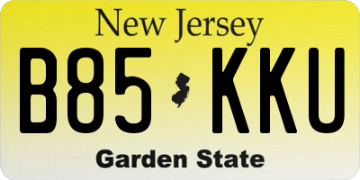 NJ license plate B85KKU