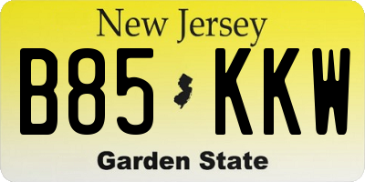 NJ license plate B85KKW