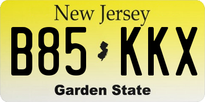 NJ license plate B85KKX