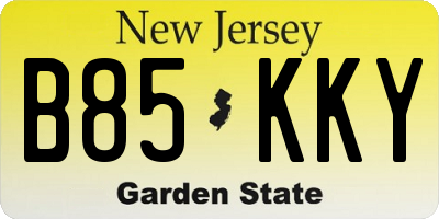 NJ license plate B85KKY