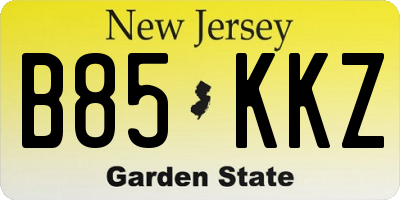 NJ license plate B85KKZ