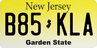 NJ license plate B85KLA