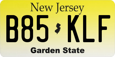 NJ license plate B85KLF