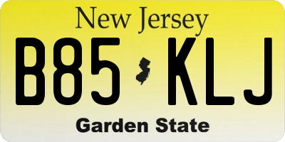 NJ license plate B85KLJ