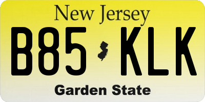NJ license plate B85KLK
