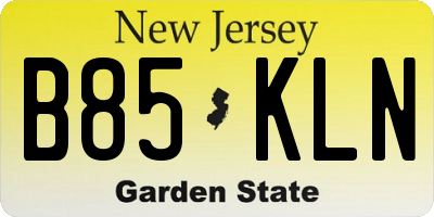 NJ license plate B85KLN