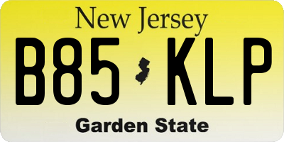 NJ license plate B85KLP