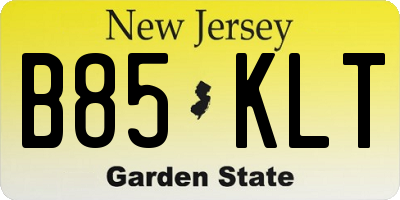 NJ license plate B85KLT