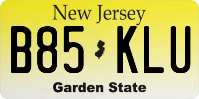 NJ license plate B85KLU