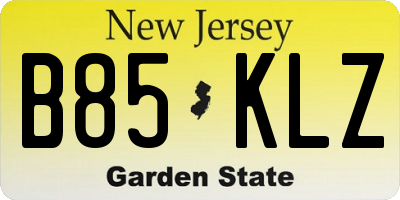 NJ license plate B85KLZ