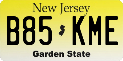 NJ license plate B85KME