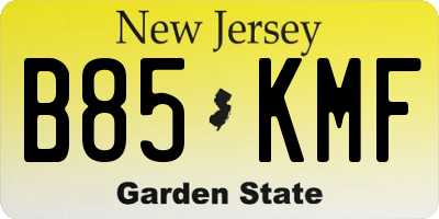 NJ license plate B85KMF