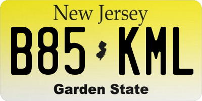 NJ license plate B85KML