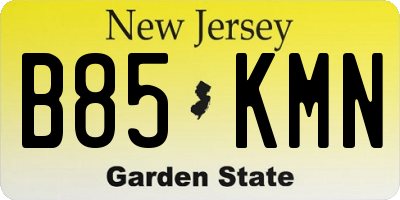 NJ license plate B85KMN