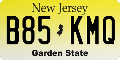NJ license plate B85KMQ