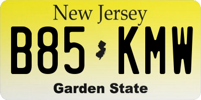 NJ license plate B85KMW