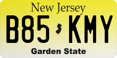 NJ license plate B85KMY