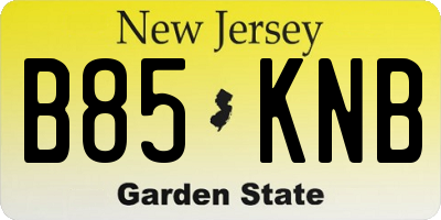 NJ license plate B85KNB