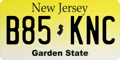 NJ license plate B85KNC