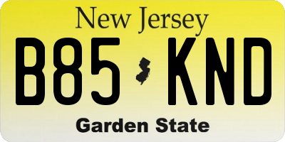 NJ license plate B85KND