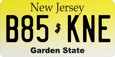 NJ license plate B85KNE