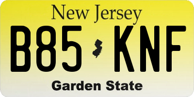 NJ license plate B85KNF