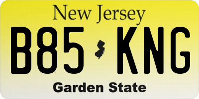 NJ license plate B85KNG