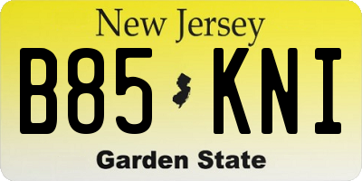 NJ license plate B85KNI