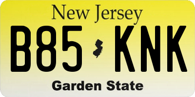 NJ license plate B85KNK